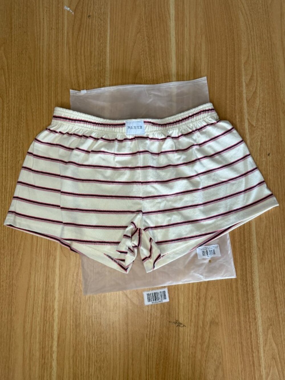 NEW Parke Summerland Womens Cotton Boxer Shorts Pink White Stripe Size M